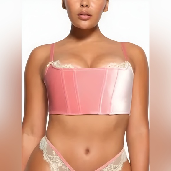 NWT | SKIMS | Limited Edition Velvet Lace Corset in Terracotta | Sz XXS - Picture 1 of 9